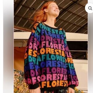 NWT Farm Rio Rainbow Floresta Tricot Sweater Black
